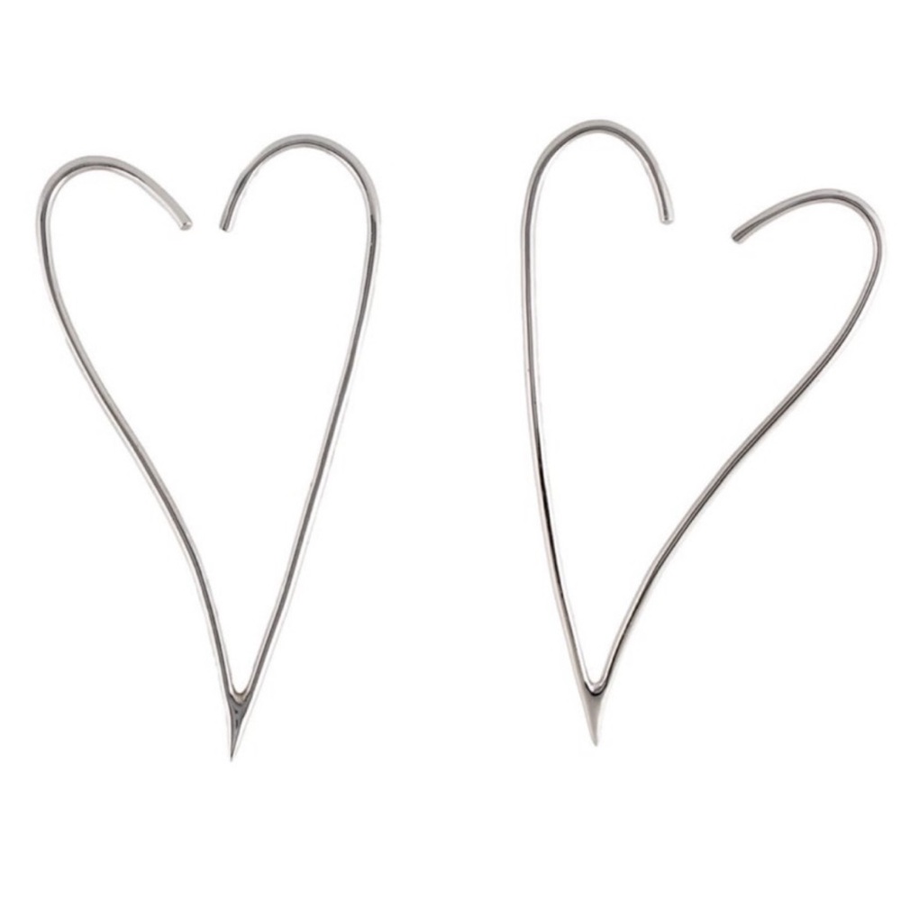Jennifer Fisher Silver Toned XL Heart Earrings Jewelry